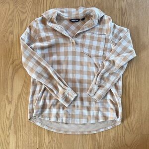 Lands' End Tan Checkered Long Sleeve Shirt